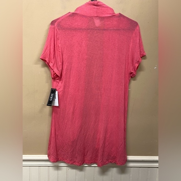 Crew Knit Wear Pink Light Weight Open Front Cardigan Size L NWT - Picture 2 of 5